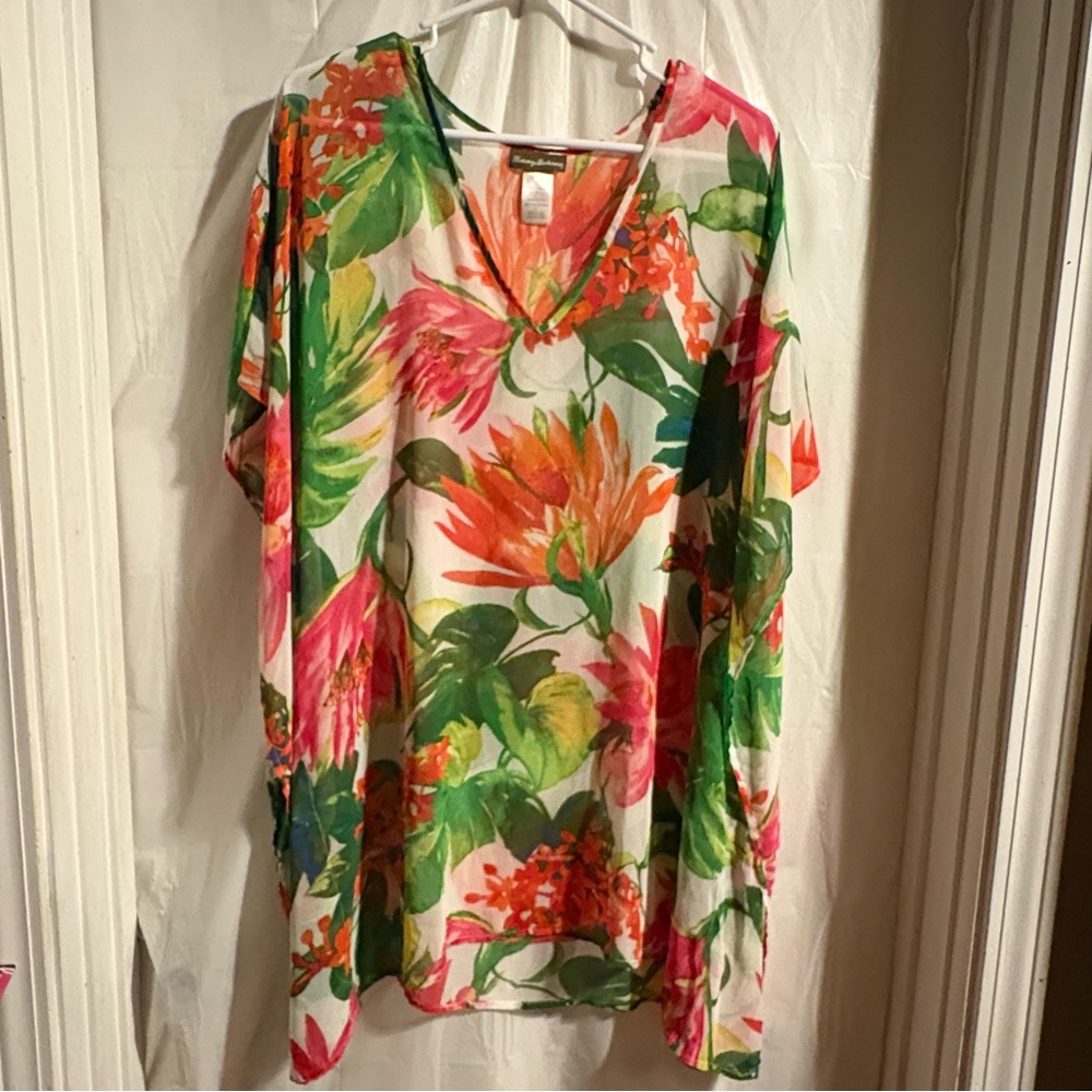 Tommy Bahama Floral Print Tunic Bathing Suit Cover-Up Womens Small‎ Lightweight